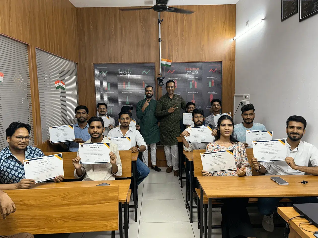 Students learning chart reading at Shubh Trading Academy